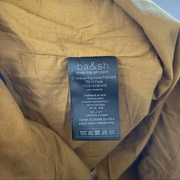 BA&SH Liam Belted Goat Suede Button Fly Shorts Camel Brown Size 1 US S/4 - Picture 15 of 15